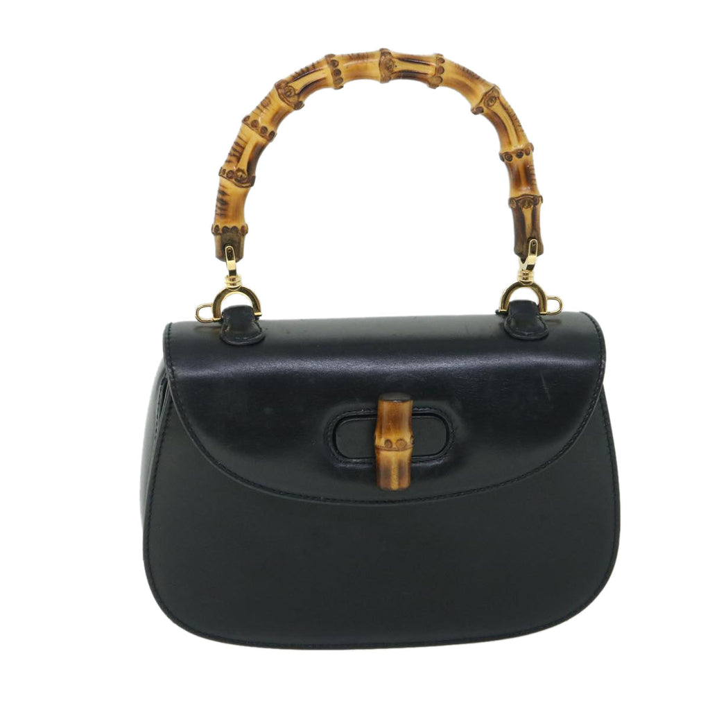 GUCCI Bamboo Hand Bag Leather Black 000 2040 0188 ep1870