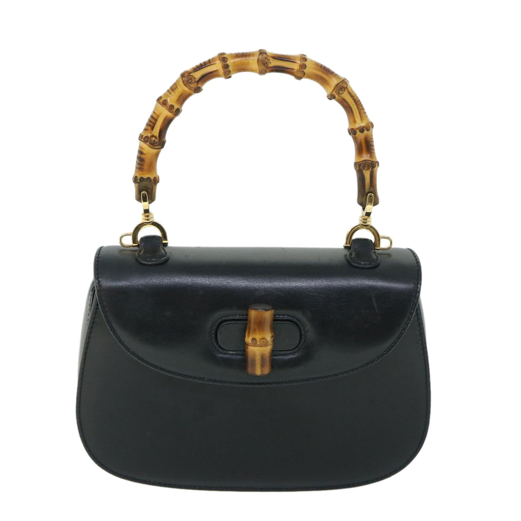GUCCI Bamboo Hand Bag Leather Black 000 2040 0188 ep1870