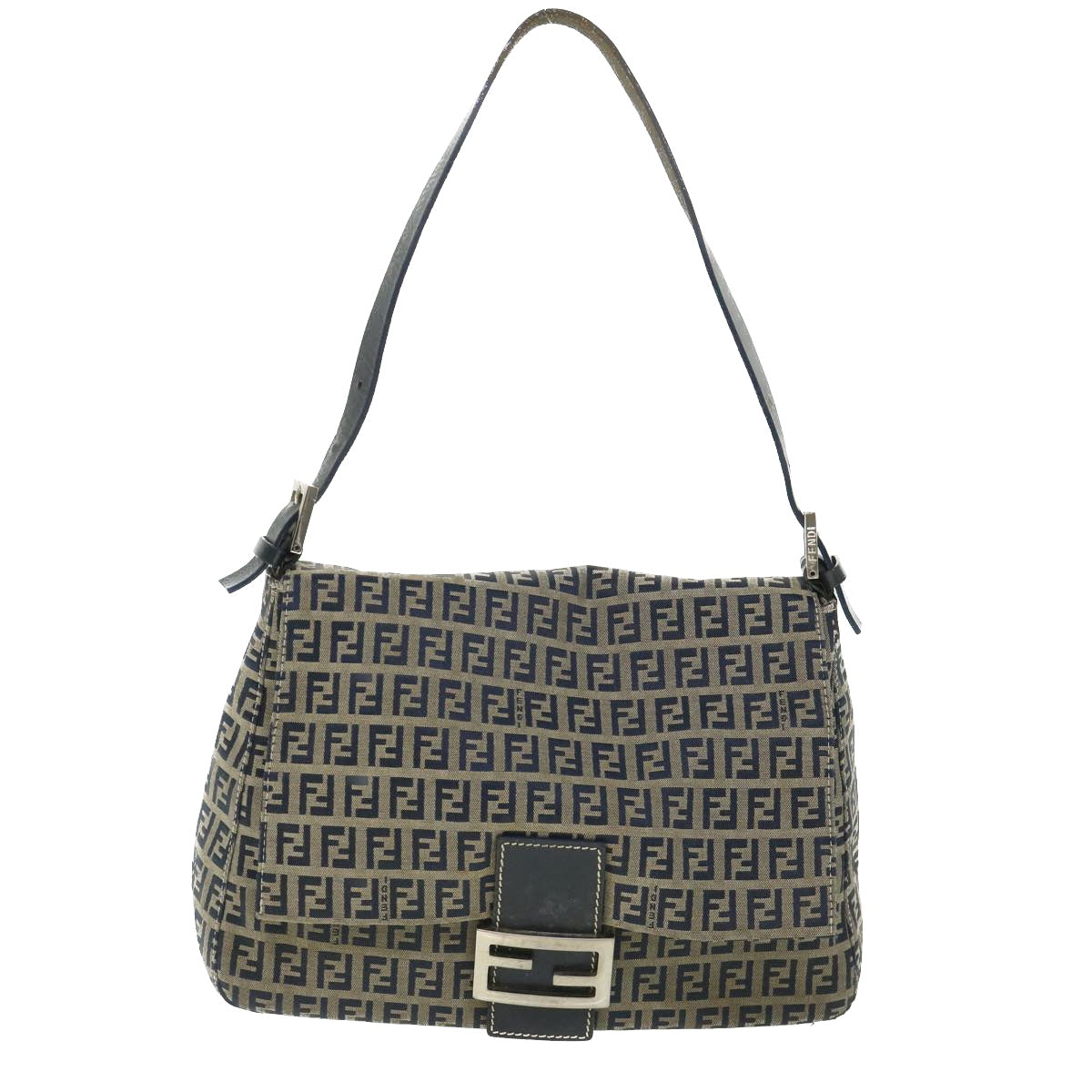 FENDI Zucchino Canvas Mamma Baguette Bag Navy 2305 26325 018 ep1886