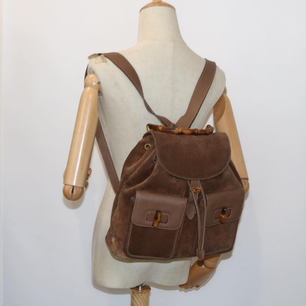 GUCCI Bamboo Backpack Suede Brown 003 1998 0016 ep1912