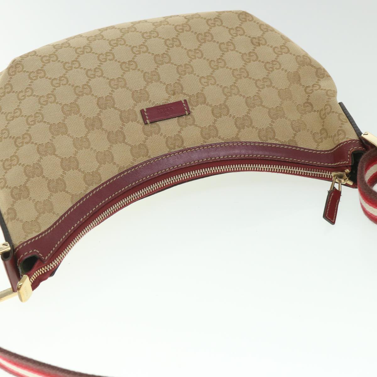 GUCCI GG Canvas Sherry Line Shoulder Bag Beige Red 181092 ep1918