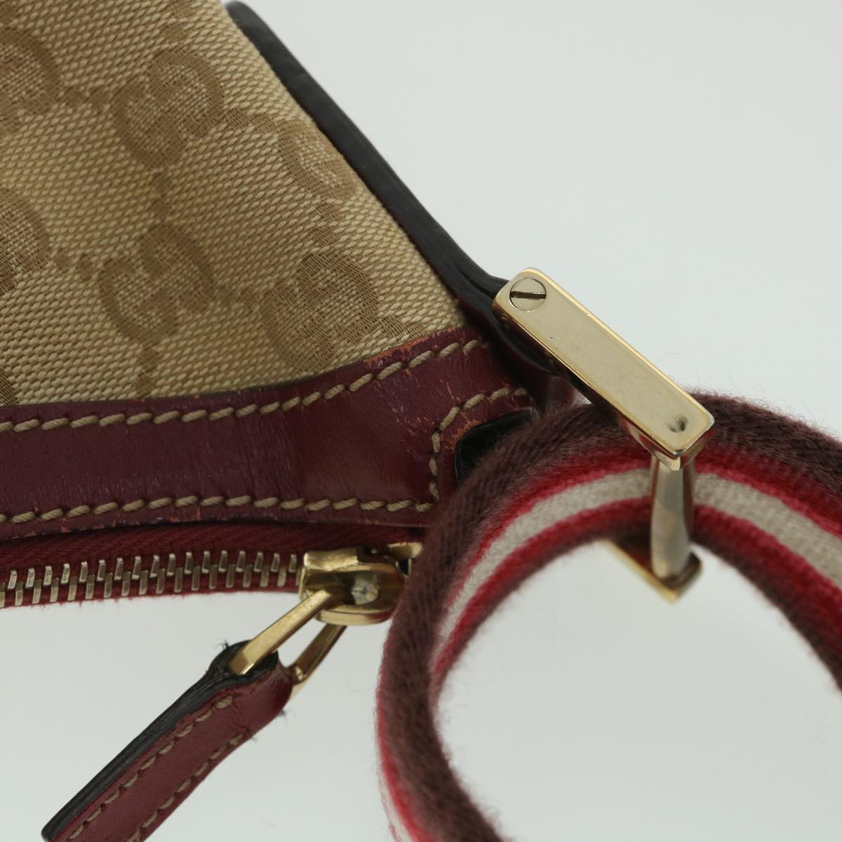 GUCCI GG Canvas Sherry Line Shoulder Bag Beige Red 181092 ep1918