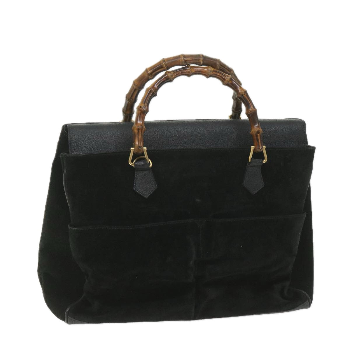 GUCCI Bamboo Hand Bag Suede Black 002 423 0022 ep1933