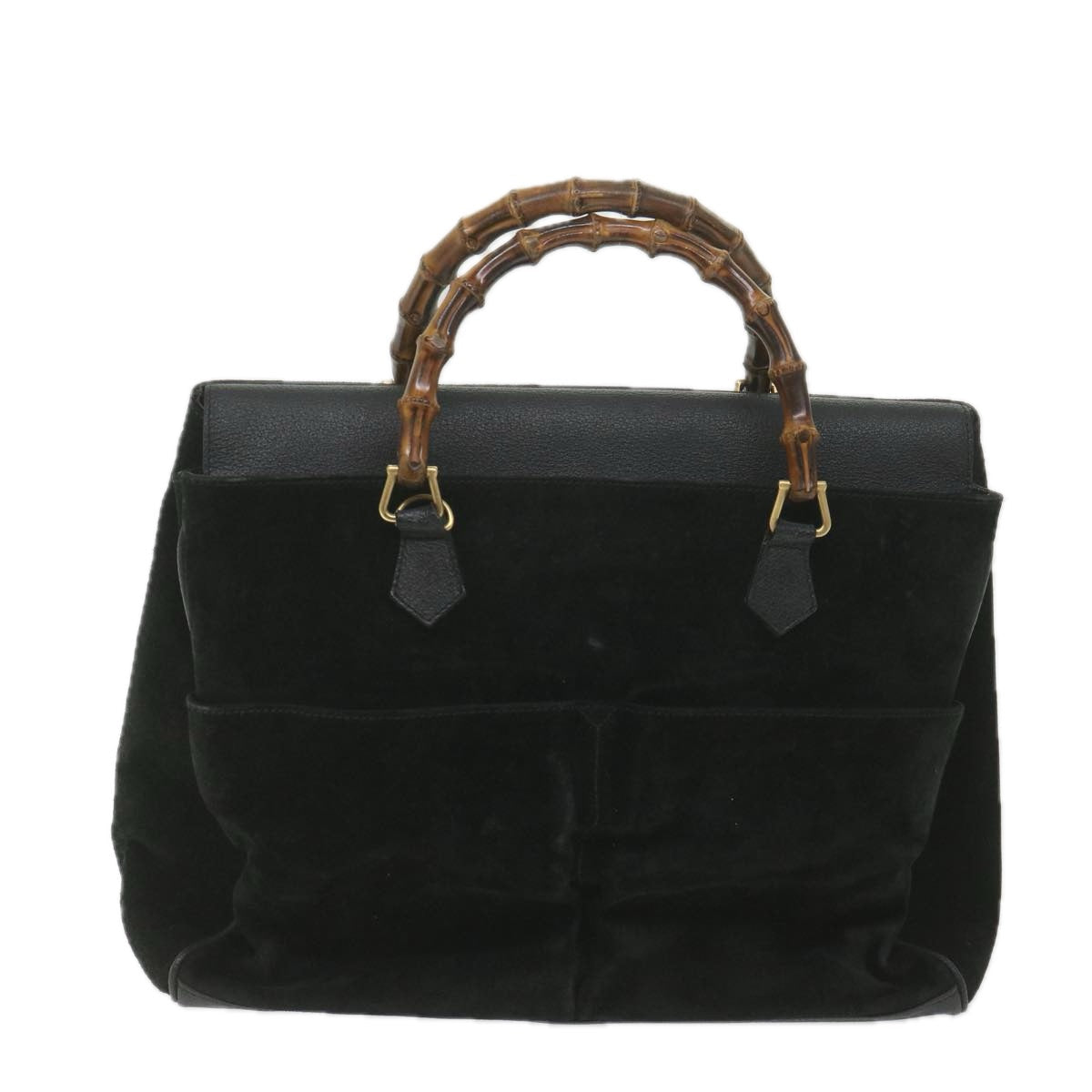 GUCCI Bamboo Hand Bag Suede Black 002 423 0022 ep1933