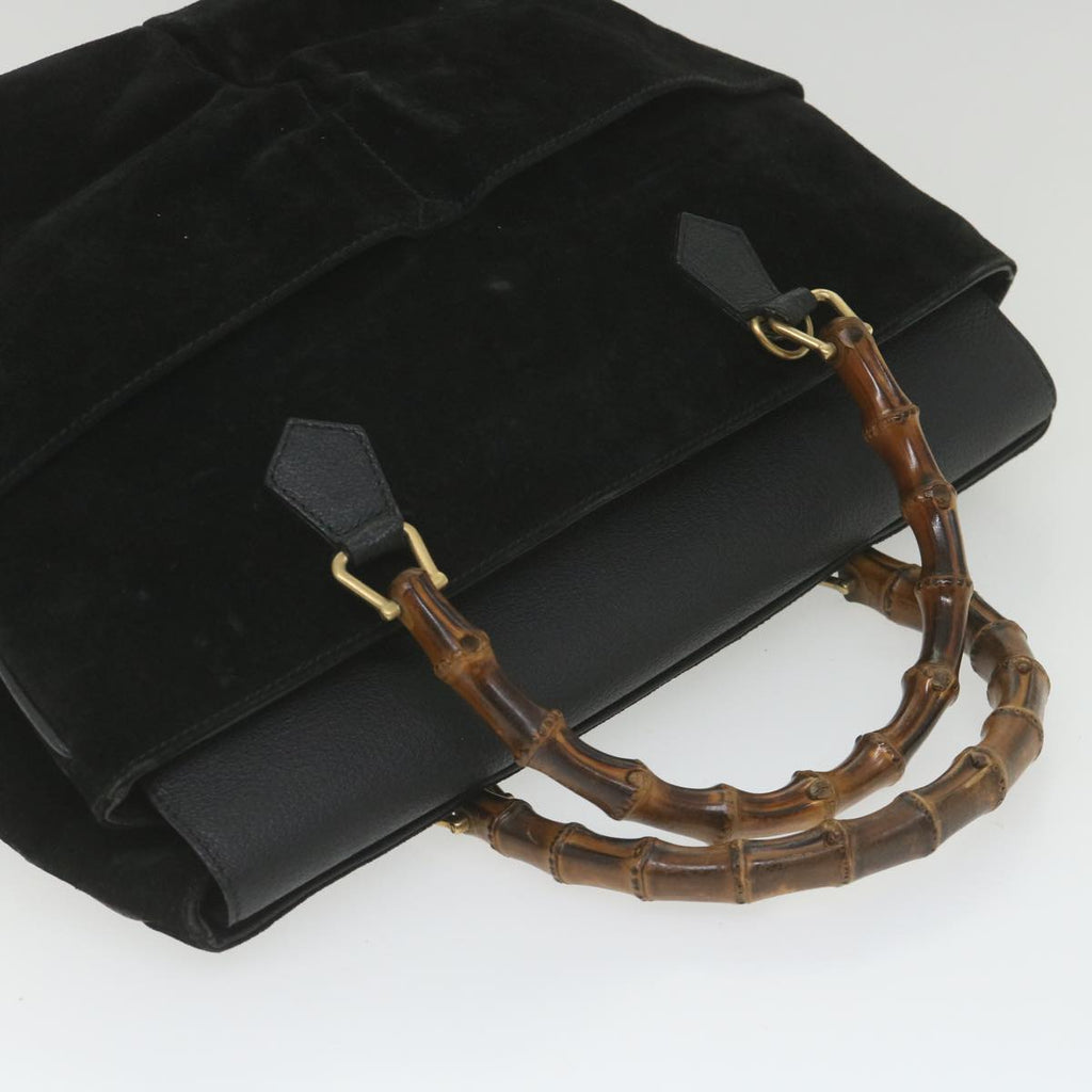 GUCCI Bamboo Hand Bag Suede Black 002 423 0022 ep1933