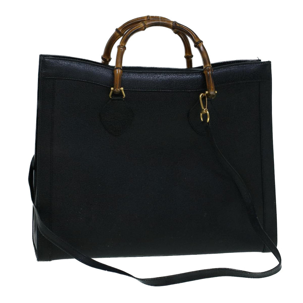 GUCCI Bamboo Hand Bag Leather 2way Black 002 853 0259 ep1951