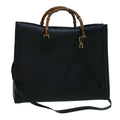 GUCCI Bamboo Hand Bag Leather 2way Black 002 853 0259 ep1951