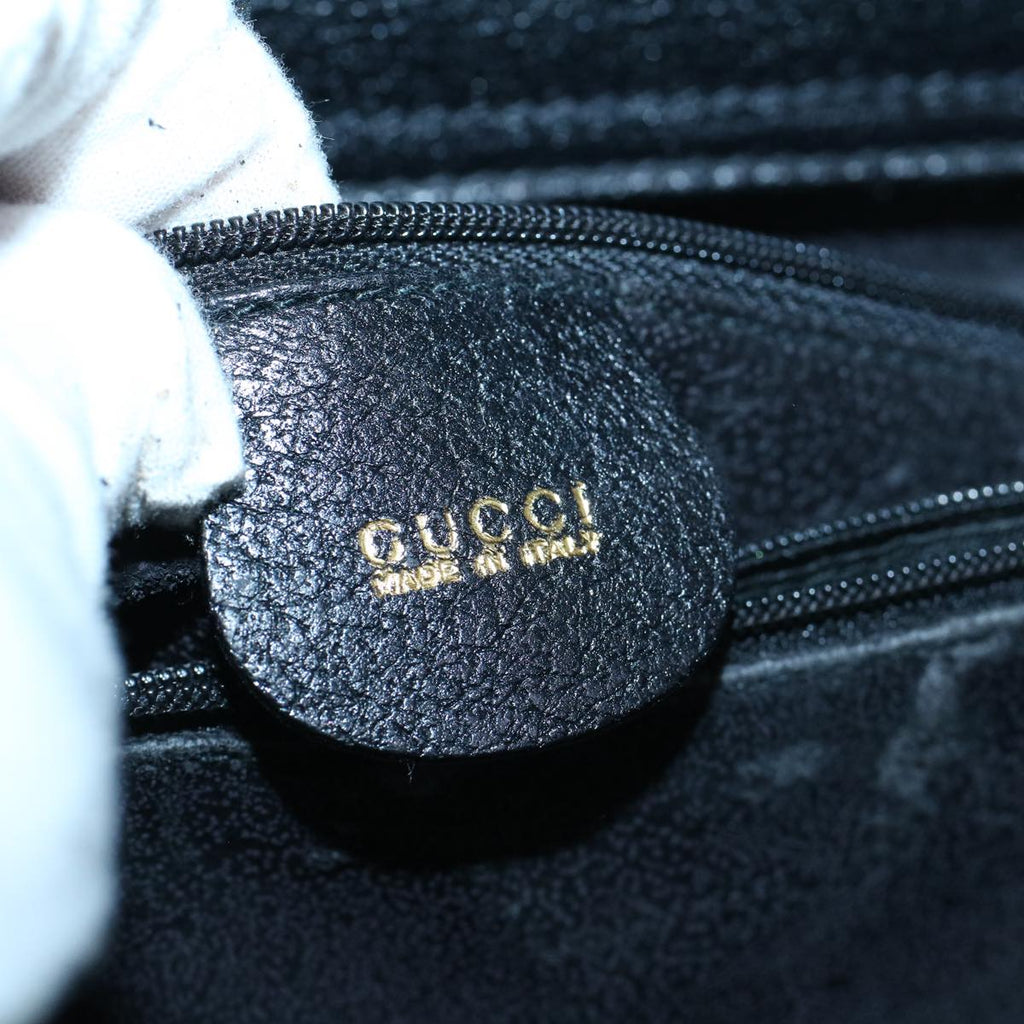 GUCCI Bamboo Hand Bag Leather 2way Black 002 853 0259 ep1951