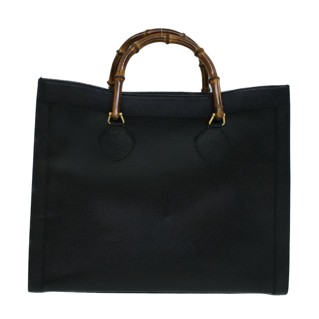 GUCCI Bamboo Hand Bag Leather 2way Black 002 853 0259 ep1951