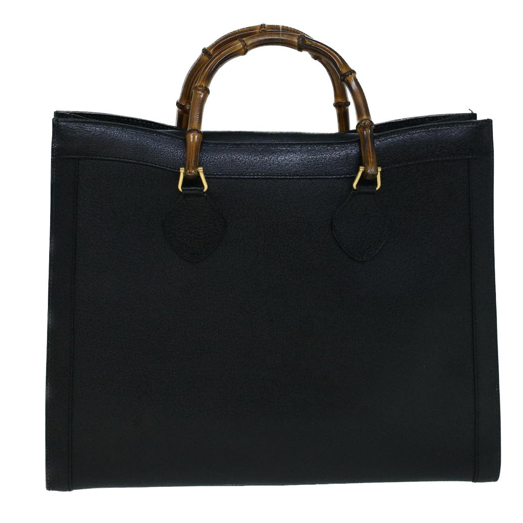 GUCCI Bamboo Hand Bag Leather 2way Black 002 853 0259 ep1951