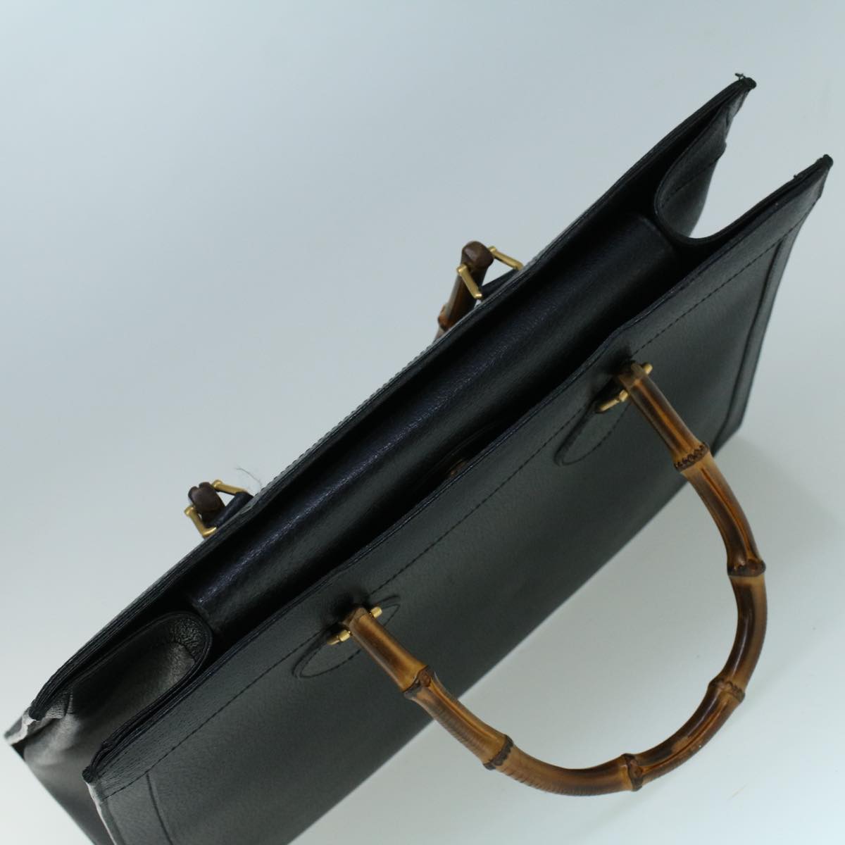 GUCCI Bamboo Hand Bag Leather 2way Black 002 853 0259 ep1951