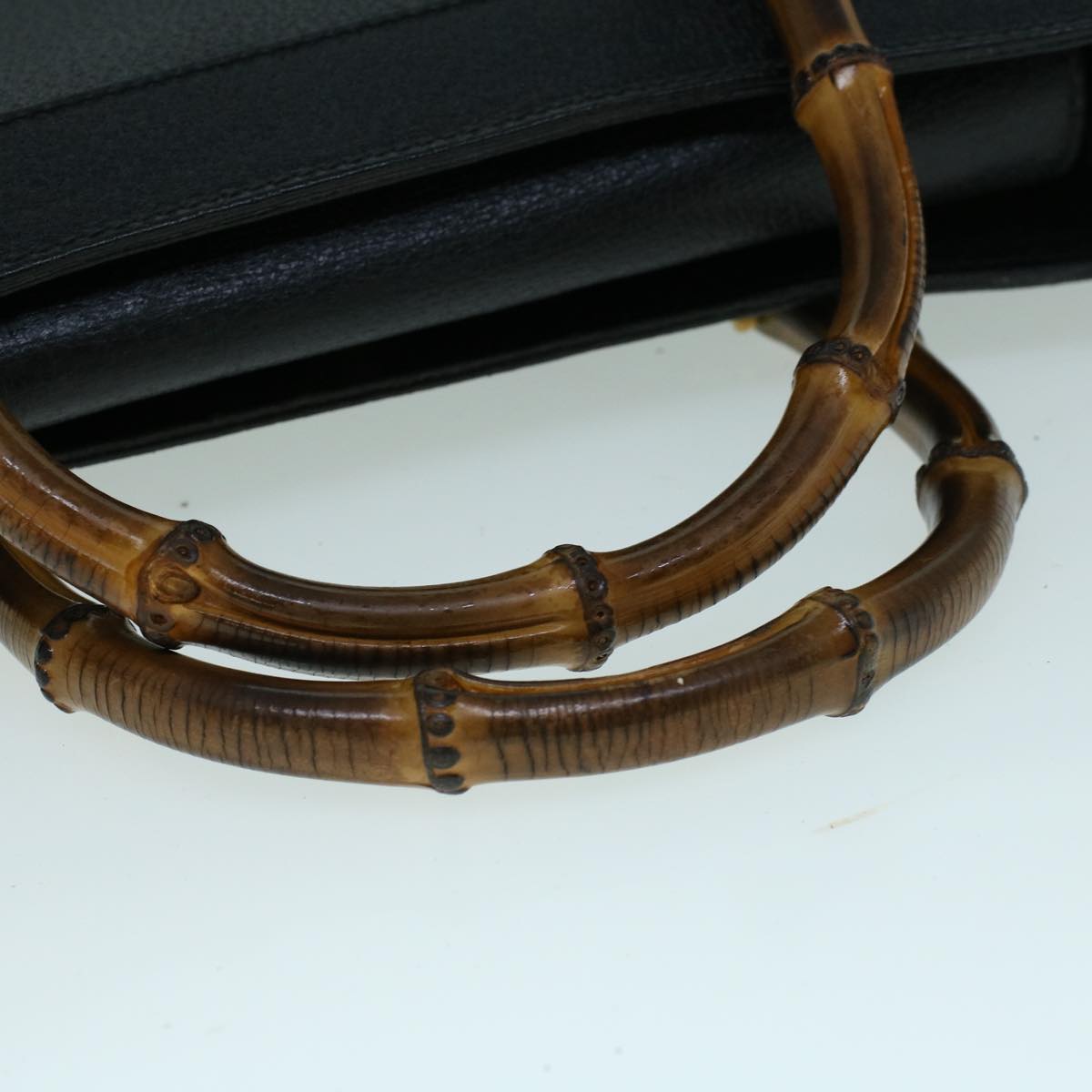 GUCCI Bamboo Hand Bag Leather 2way Black 002 853 0259 ep1951