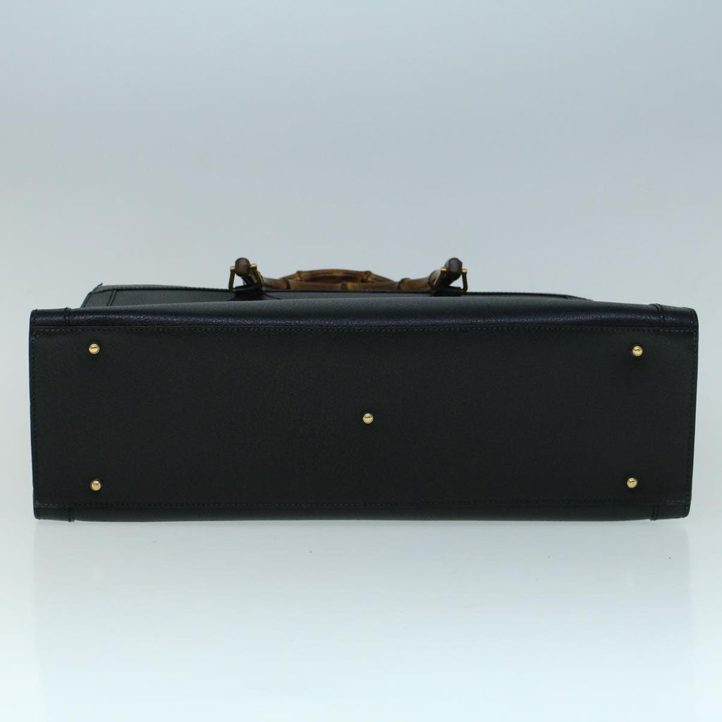 GUCCI Bamboo Hand Bag Leather 2way Black 002 853 0259 ep1951