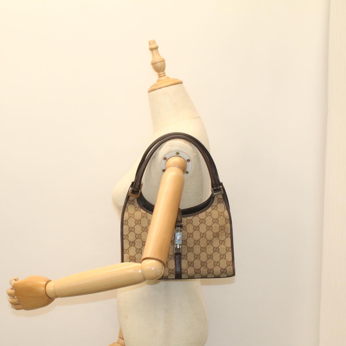 GUCCI Jackie GG Canvas Shoulder Bag Beige 01721 ep1958