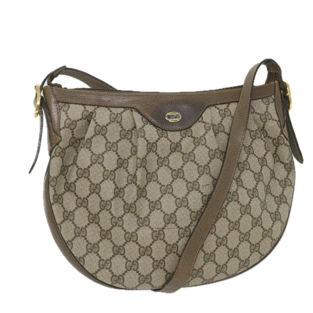 GUCCI GG Canvas Shoulder Bag PVC Leather Beige ep1976