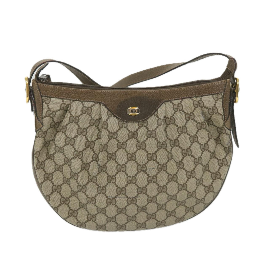 GUCCI GG Canvas Shoulder Bag PVC Leather Beige ep1976