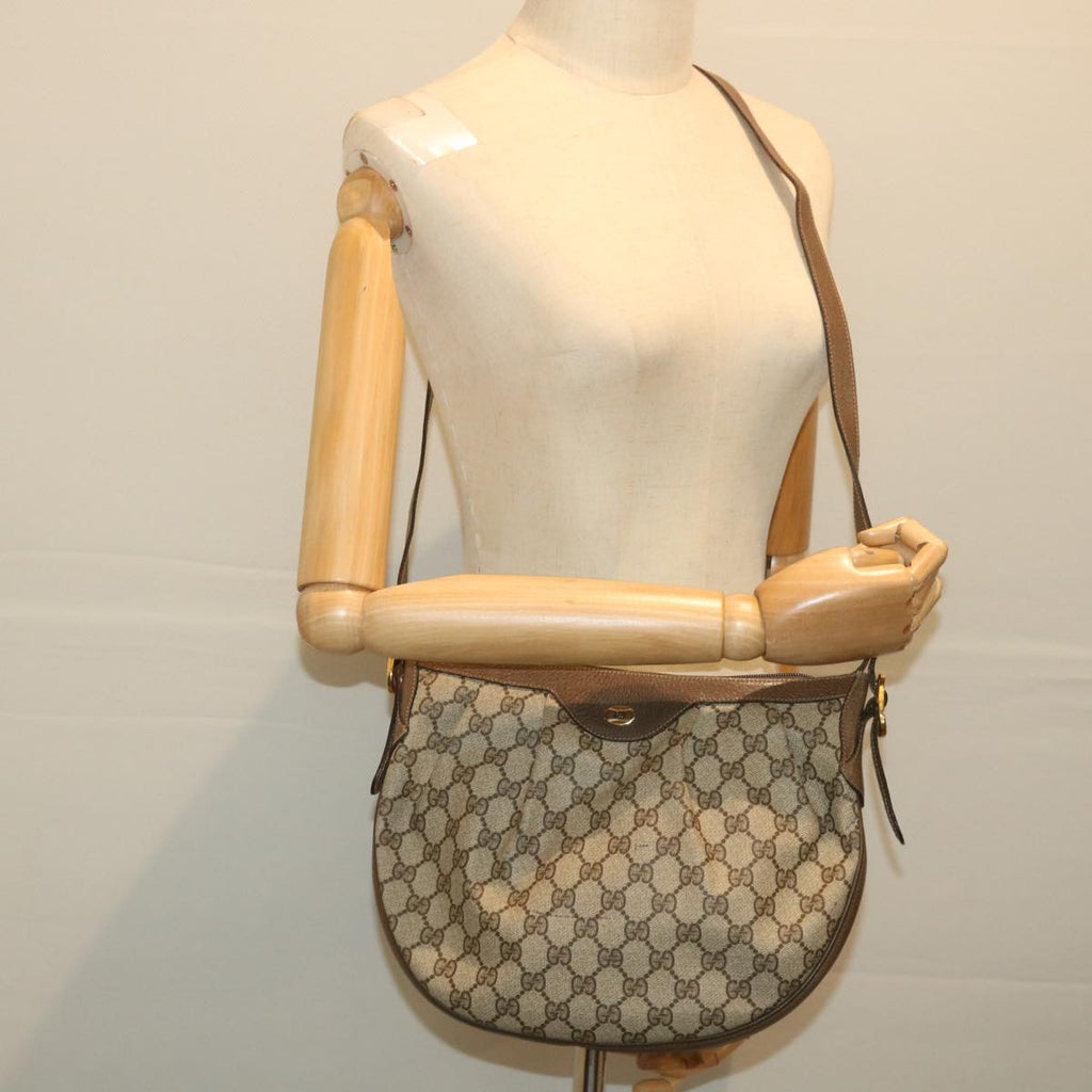 GUCCI GG Canvas Shoulder Bag PVC Leather Beige ep1976