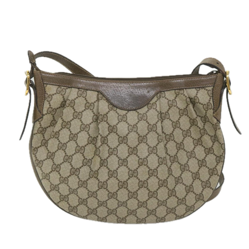 GUCCI GG Canvas Shoulder Bag PVC Leather Beige ep1976