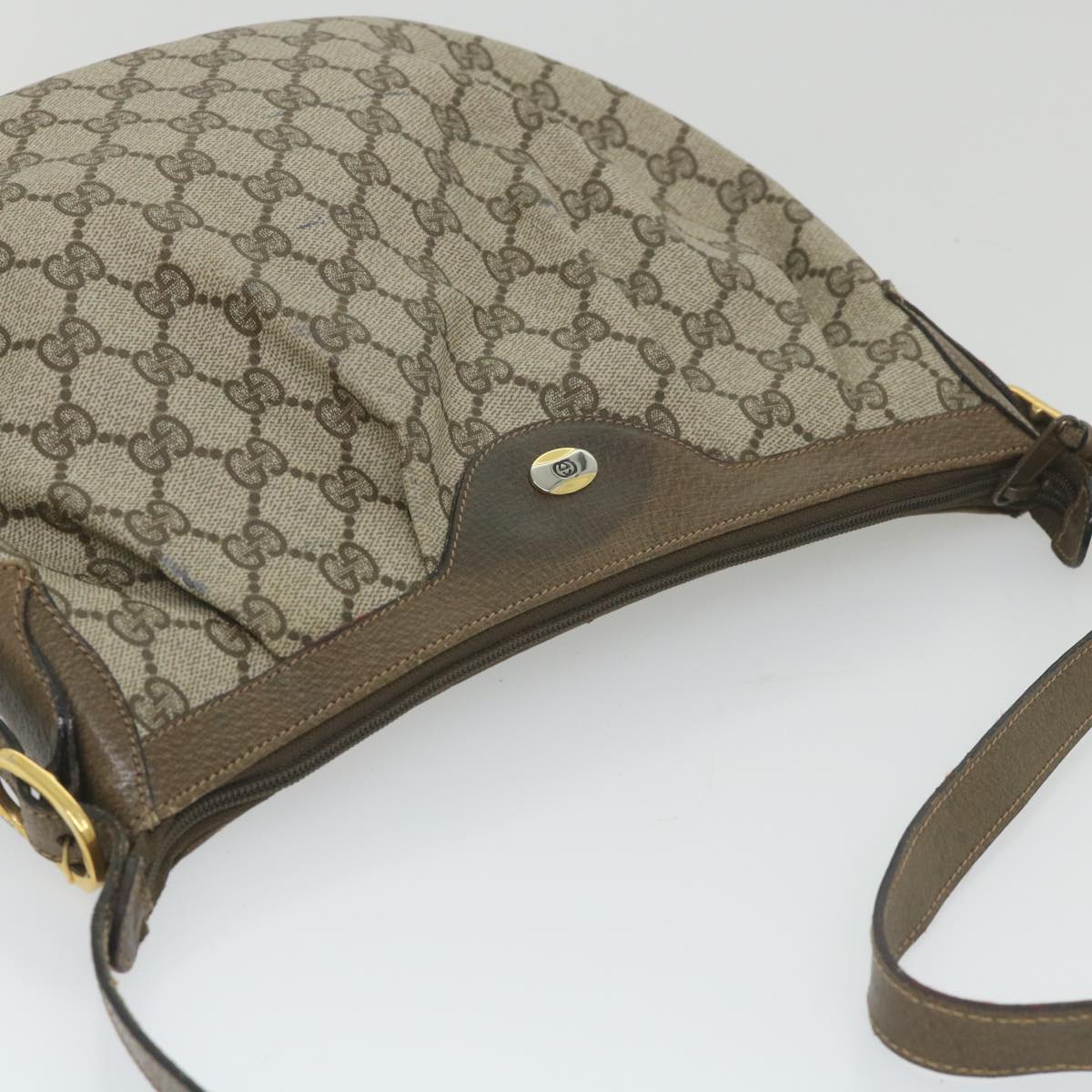 GUCCI GG Canvas Shoulder Bag PVC Leather Beige ep1976