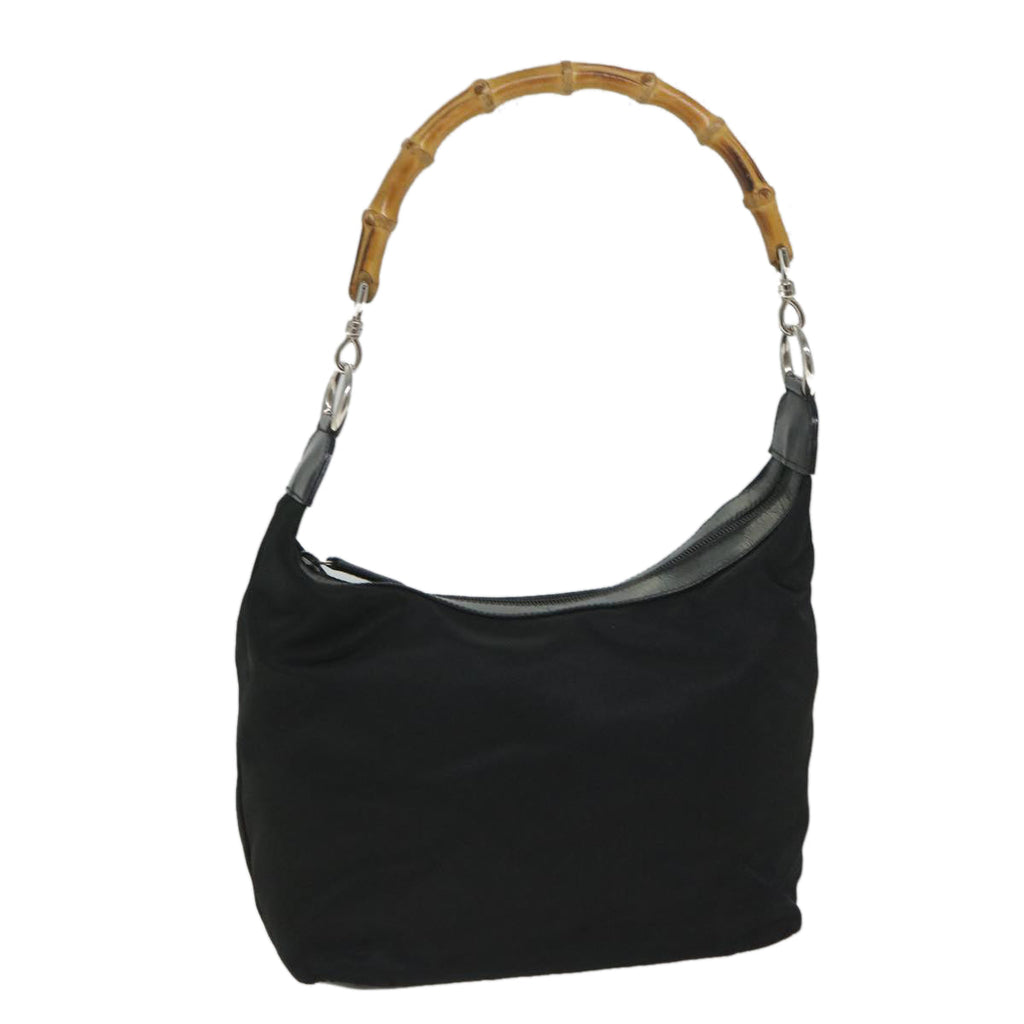 GUCCI Bamboo Shoulder Bag Nylon Canvas Black 000 1075 0531 ep2003