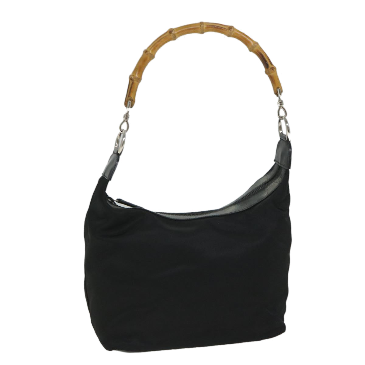 GUCCI Bamboo Shoulder Bag Nylon Canvas Black 000 1075 0531 ep2003