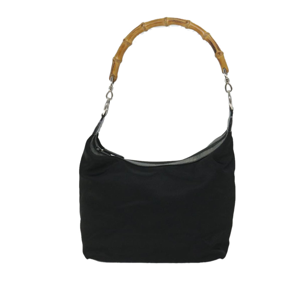 GUCCI Bamboo Shoulder Bag Nylon Canvas Black 000 1075 0531 ep2003