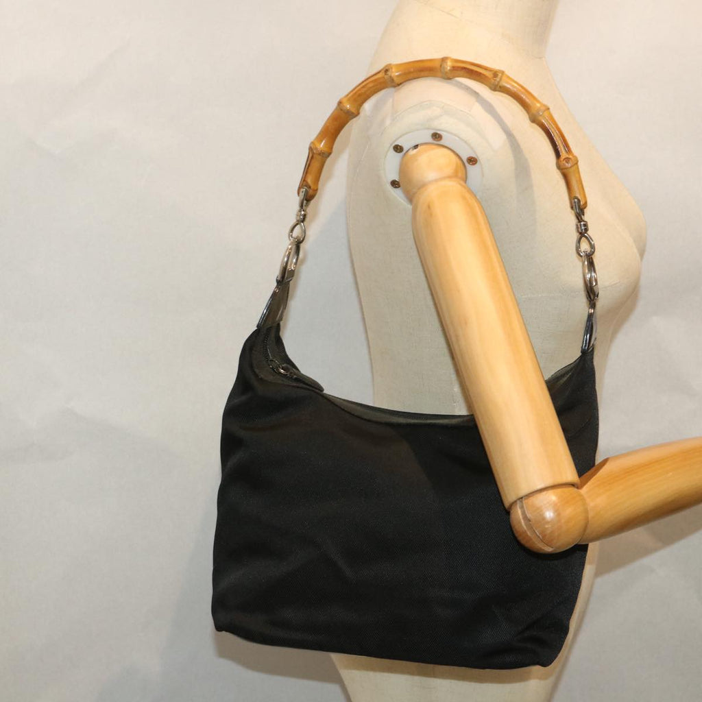 GUCCI Bamboo Shoulder Bag Nylon Canvas Black 000 1075 0531 ep2003