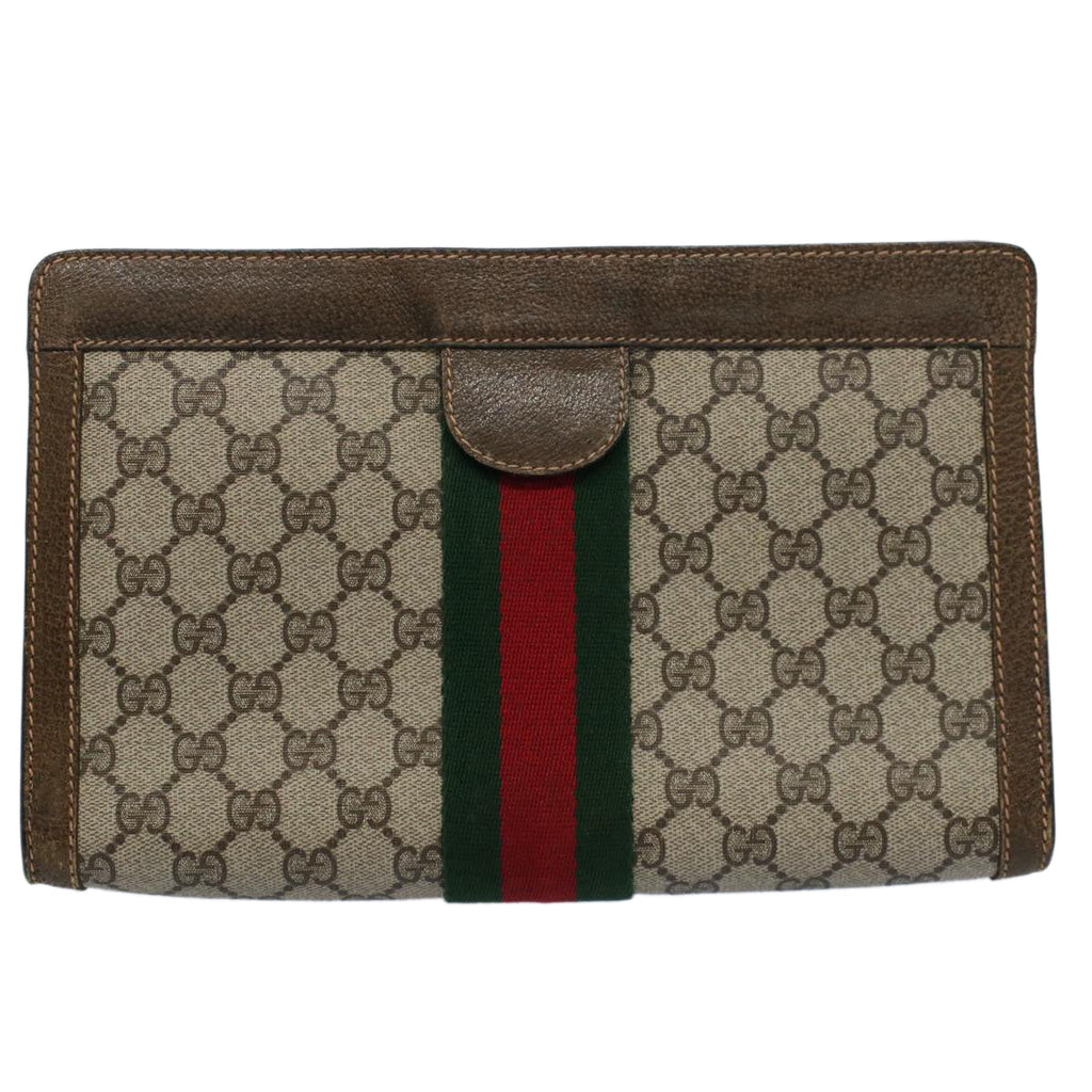 GUCCI GG Supreme Web Sherry Line Clutch Bag Beige Red 67 014 2125 ep2008