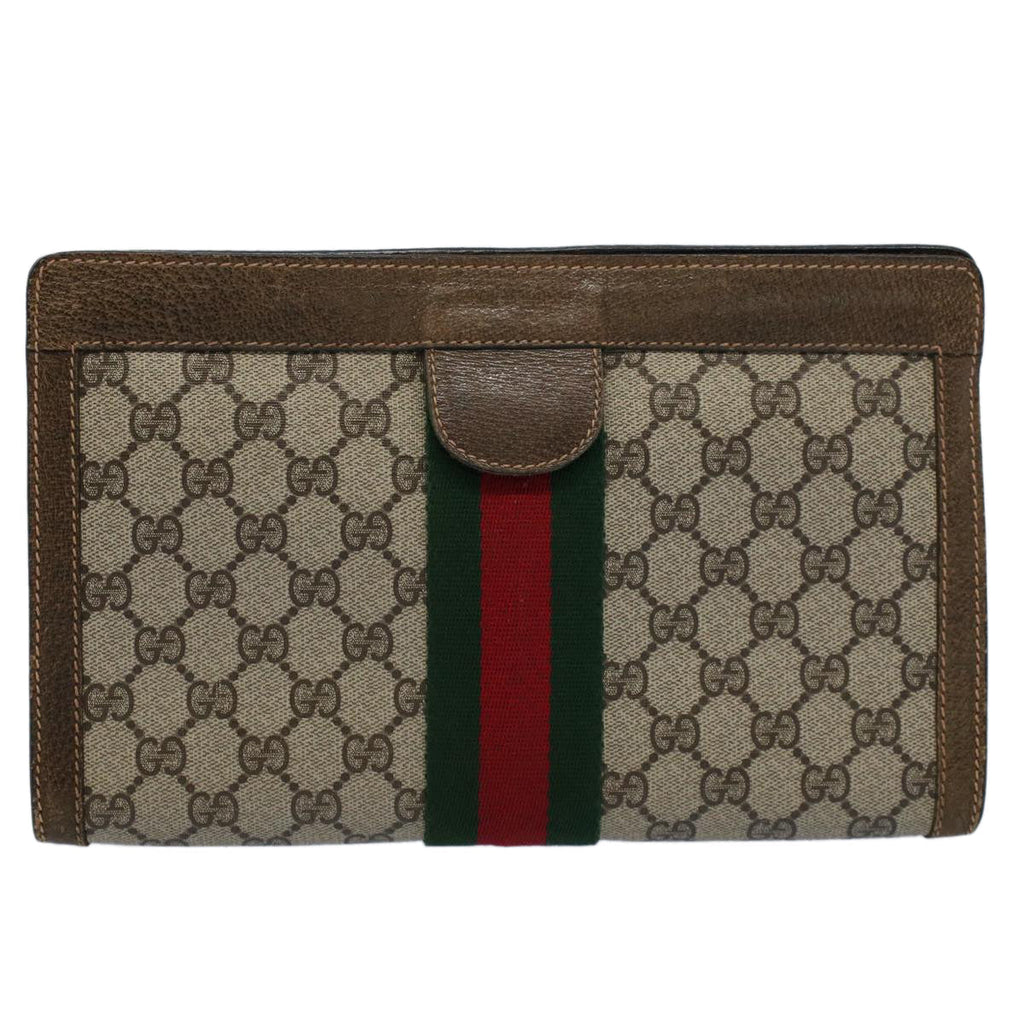 GUCCI GG Supreme Web Sherry Line Clutch Bag Beige Red 67 014 2125 ep2008
