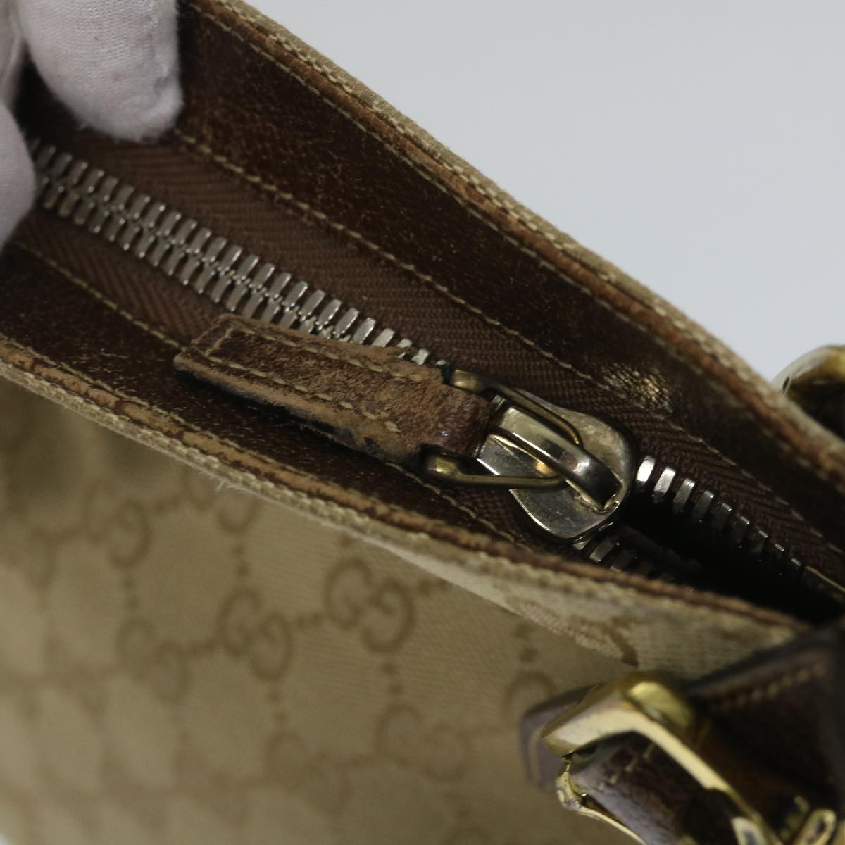 GUCCI GG Canvas Shoulder Bag Beige 115514 ep2073