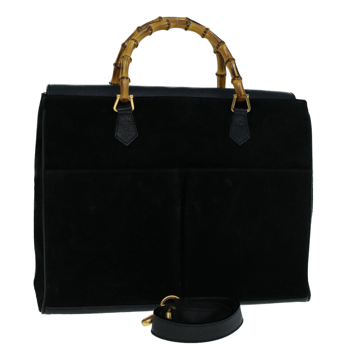 GUCCI Bamboo Hand Bag Suede 2way Black 002 2855 0322 0 ep2075