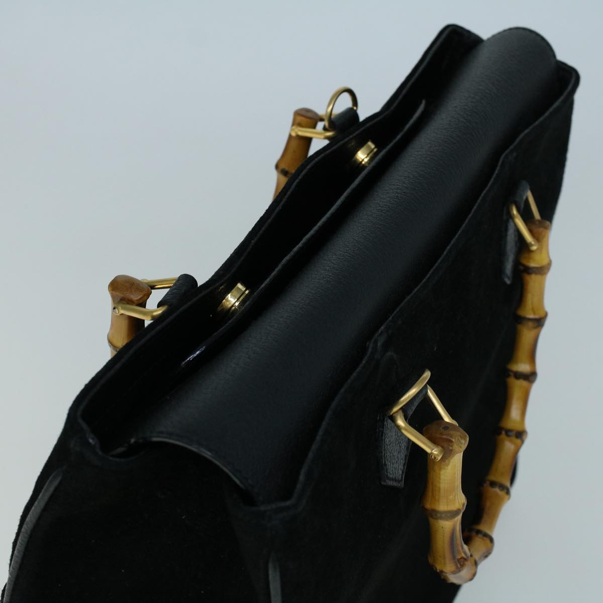 GUCCI Bamboo Hand Bag Suede 2way Black 002 2855 0322 0 ep2075