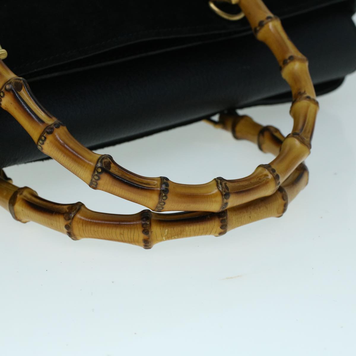 GUCCI Bamboo Hand Bag Suede 2way Black 002 2855 0322 0 ep2075