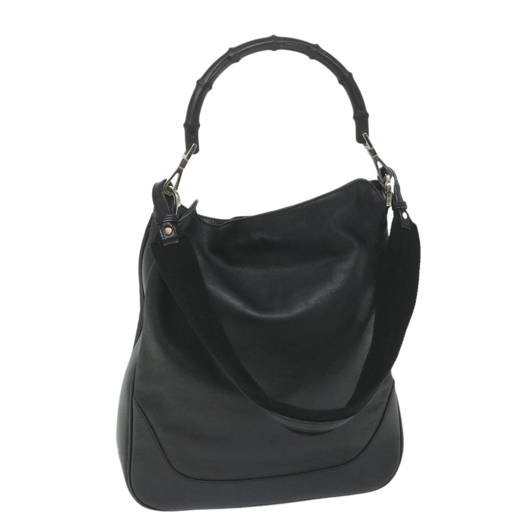 GUCCI Bamboo Shoulder Bag Leather Black 001 4058 1705 ep2085