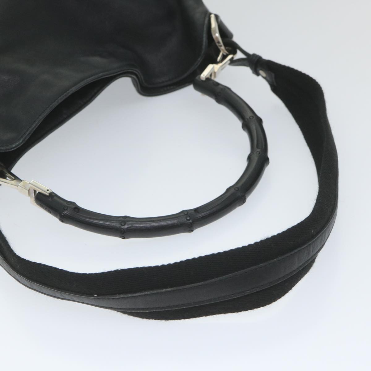 GUCCI Bamboo Shoulder Bag Leather Black 001 4058 1705 ep2085