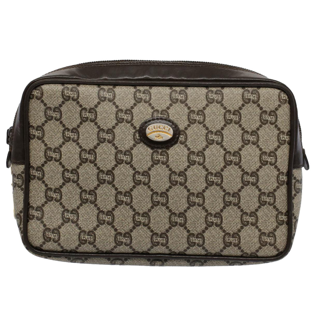 GUCCI GG Plus Supreme Clutch Bag PVC Leather Beige ep2089