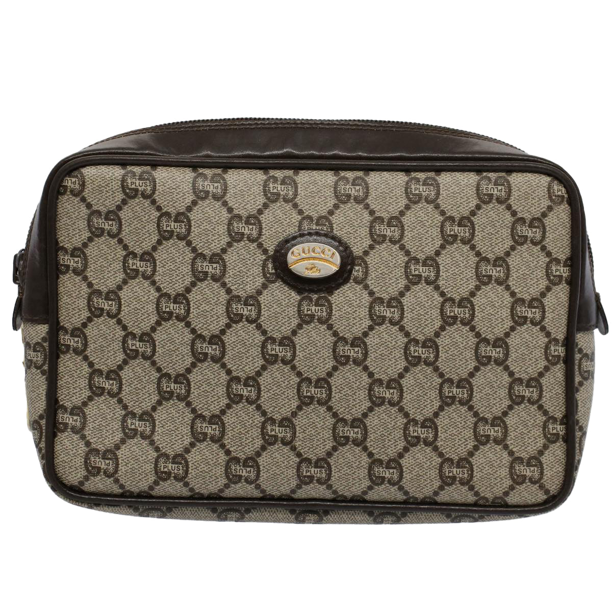 GUCCI GG Plus Supreme Clutch Bag PVC Leather Beige ep2089