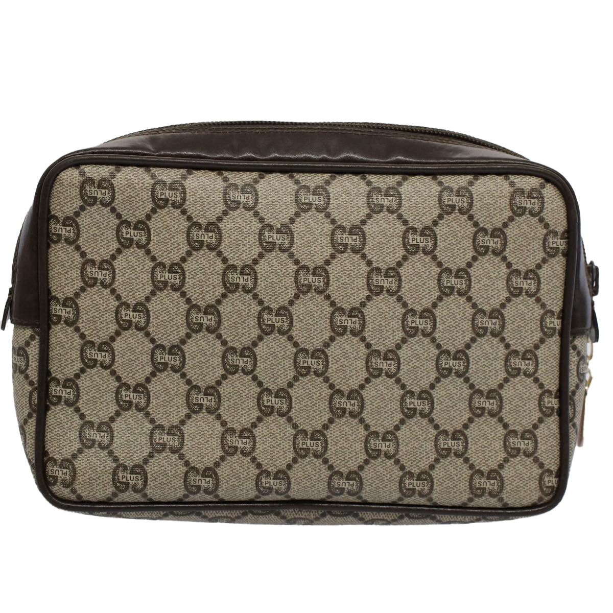 GUCCI GG Plus Supreme Clutch Bag PVC Leather Beige ep2089