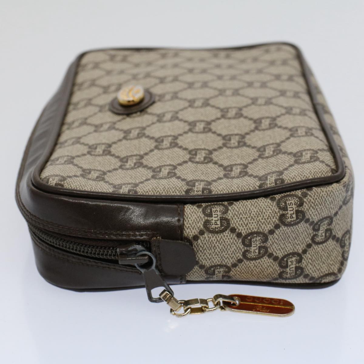 GUCCI GG Plus Supreme Clutch Bag PVC Leather Beige ep2089