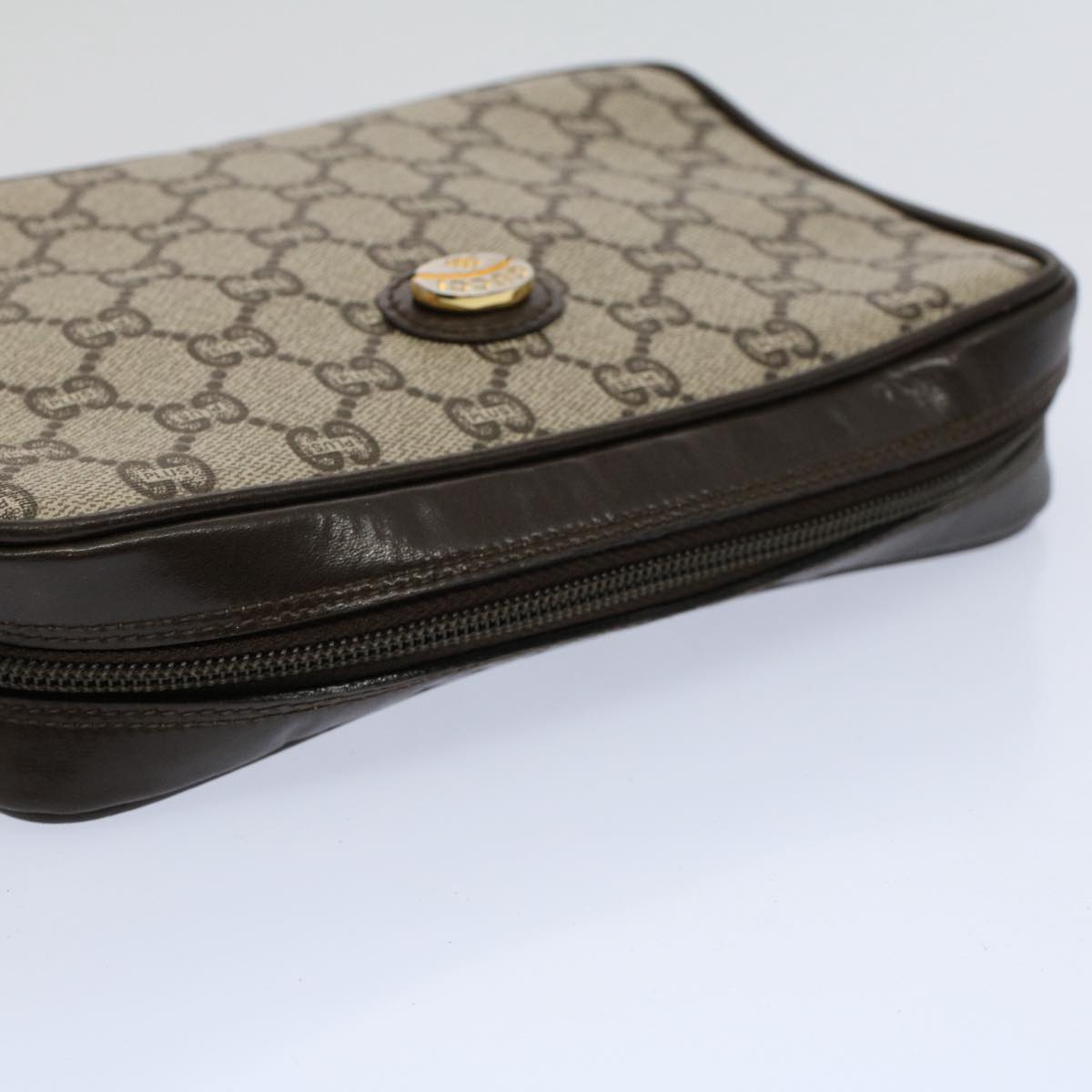 GUCCI GG Plus Supreme Clutch Bag PVC Leather Beige ep2089