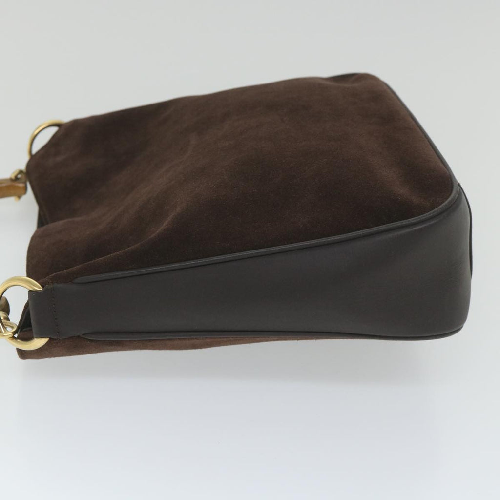 GUCCI Bamboo Shoulder Bag Suede 2way Brown 001 3754 1638 ep2097
