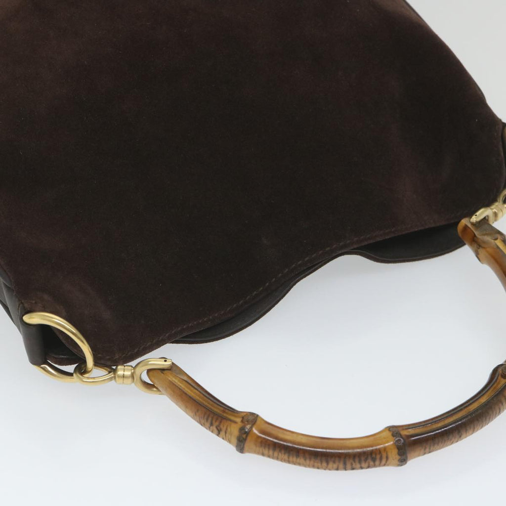 GUCCI Bamboo Shoulder Bag Suede 2way Brown 001 3754 1638 ep2097
