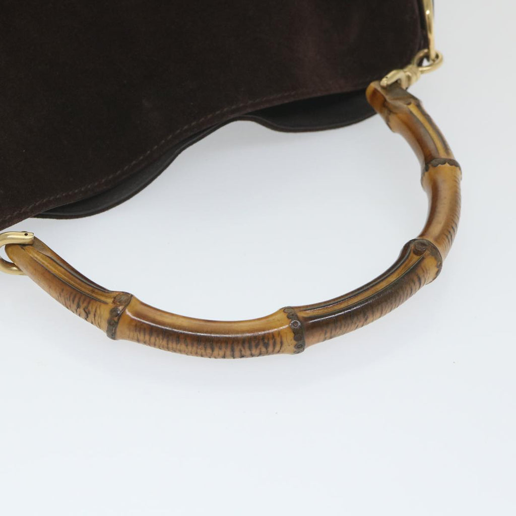 GUCCI Bamboo Shoulder Bag Suede 2way Brown 001 3754 1638 ep2097