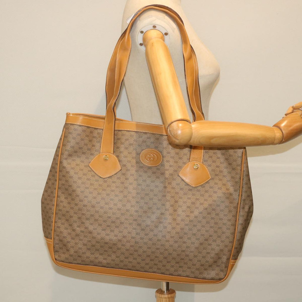 GUCCI Micro GG Supreme Tote Bag PVC Leather Brown 002 115 0207 ep2099