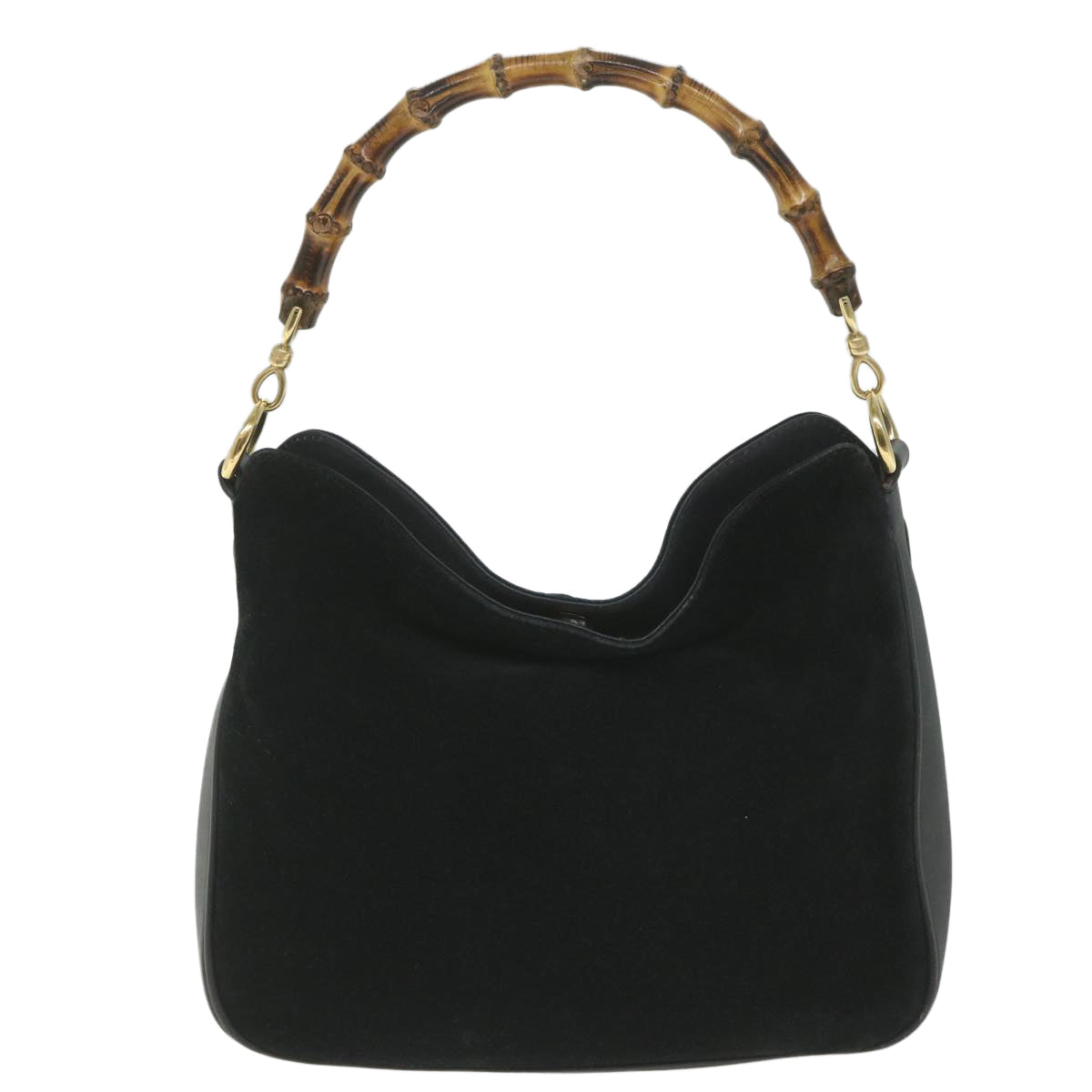 GUCCI Bamboo Shoulder Bag Suede 2way Black 001 1014 1638 0 ep2100