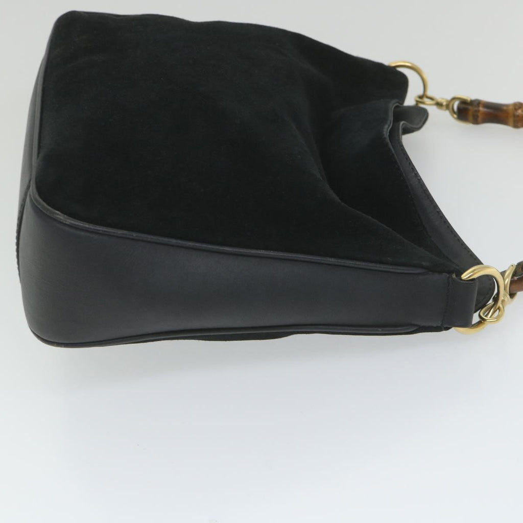 GUCCI Bamboo Shoulder Bag Suede 2way Black 001 1014 1638 0 ep2100