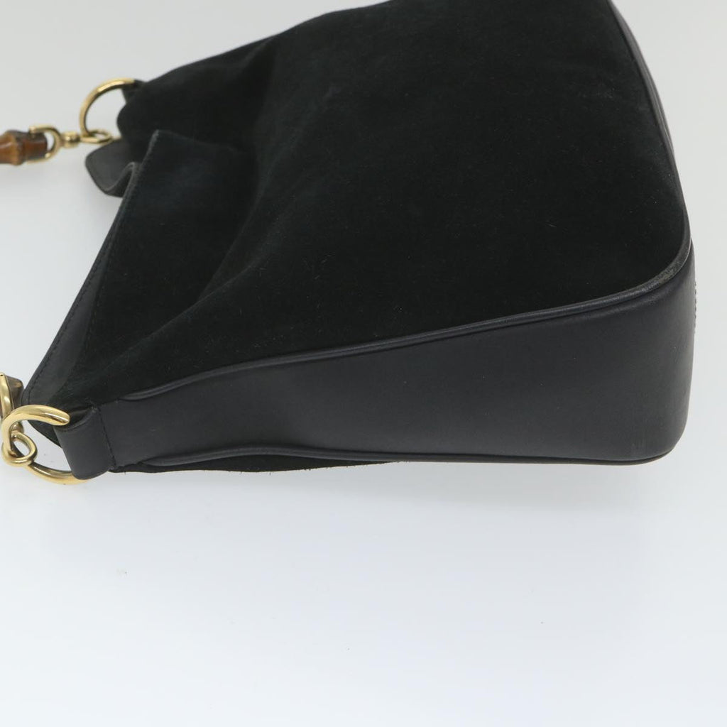 GUCCI Bamboo Shoulder Bag Suede 2way Black 001 1014 1638 0 ep2100