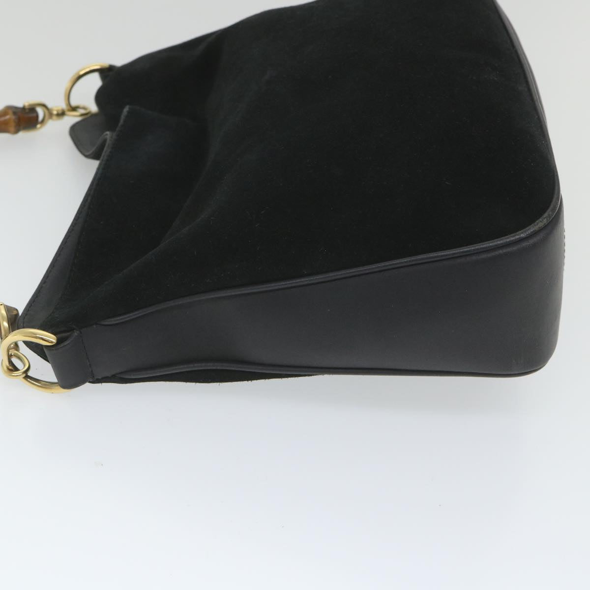 GUCCI Bamboo Shoulder Bag Suede 2way Black 001 1014 1638 0 ep2100