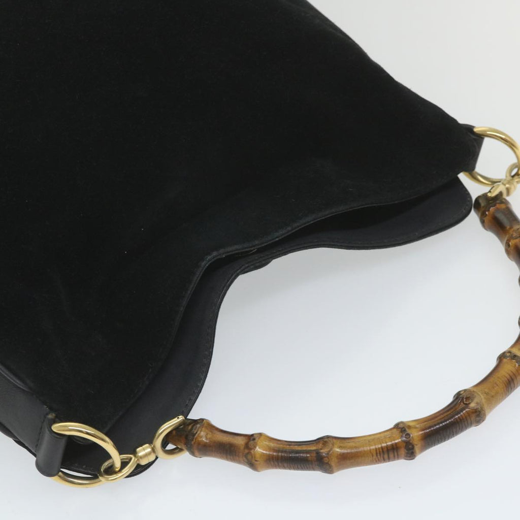 GUCCI Bamboo Shoulder Bag Suede 2way Black 001 1014 1638 0 ep2100