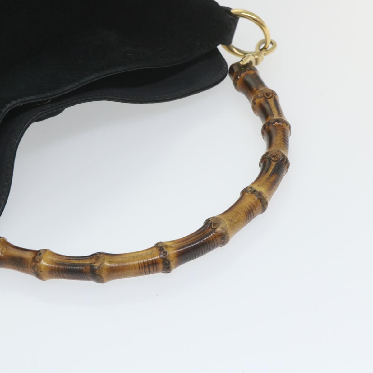GUCCI Bamboo Shoulder Bag Suede 2way Black 001 1014 1638 0 ep2100